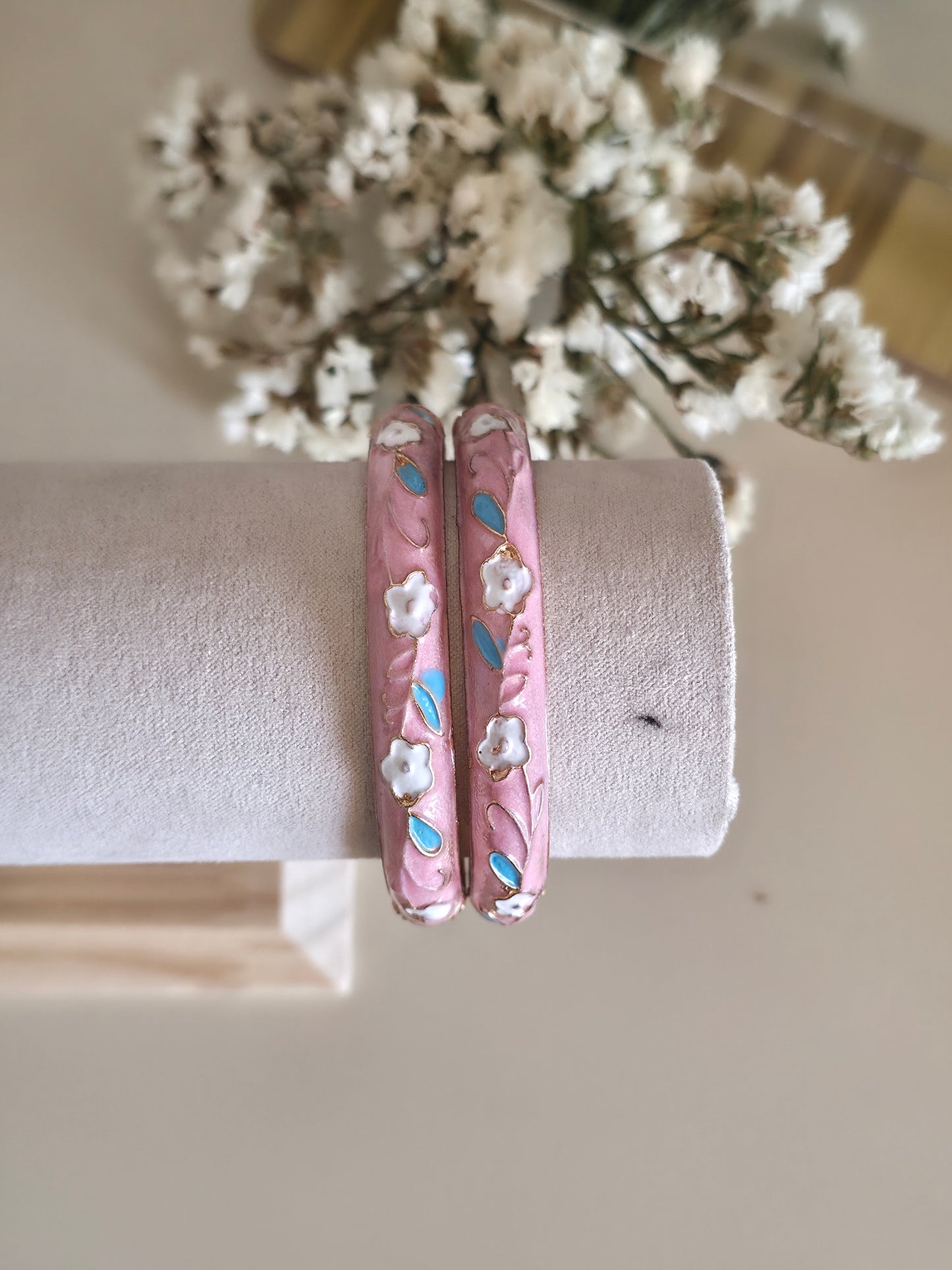 Pink Daisy Bangles (Set of 2)