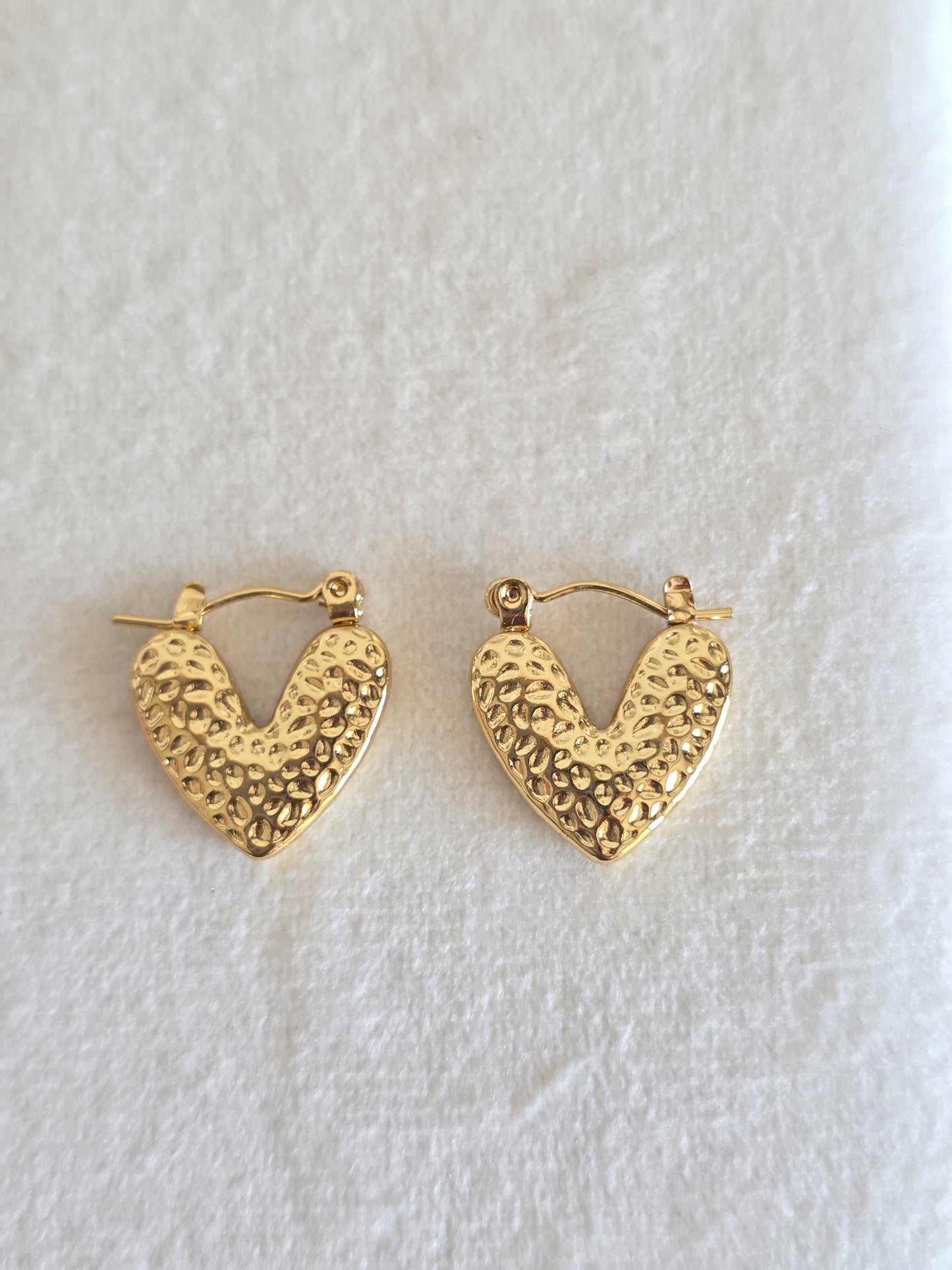 Textured Heart Hoops