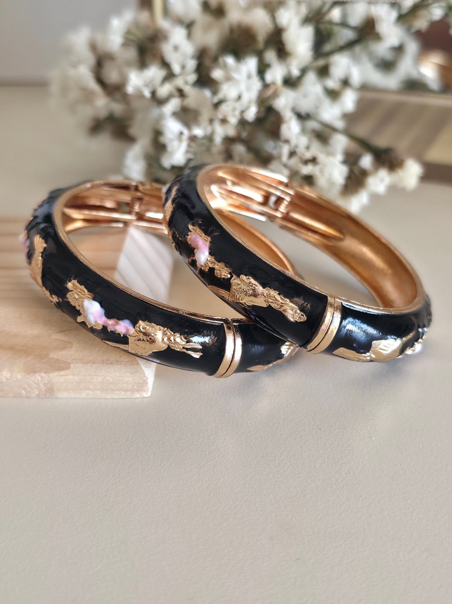 Black Fusion Bangles (Set of 2)