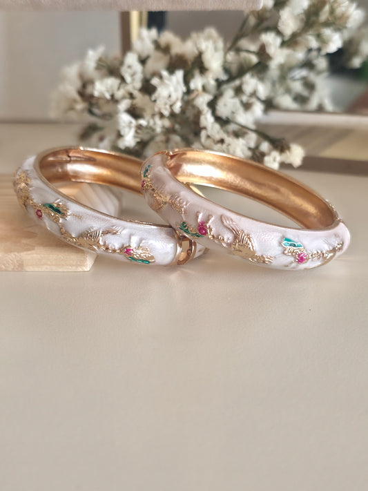 White Fusion Bangles (Set of 2)