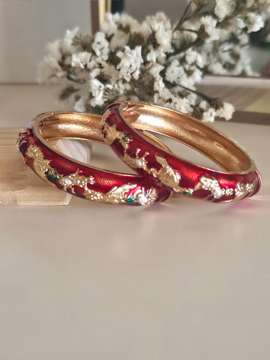 Maroon Fusion Bangles (Set of 2)