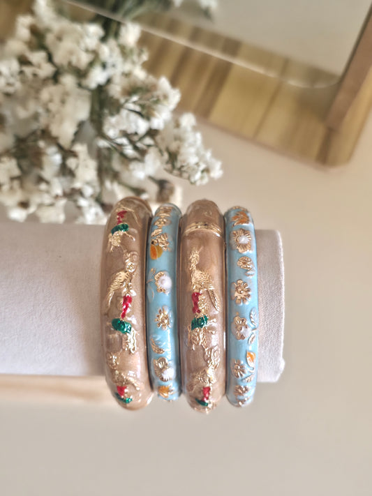 Golden Blue Bangle Combo