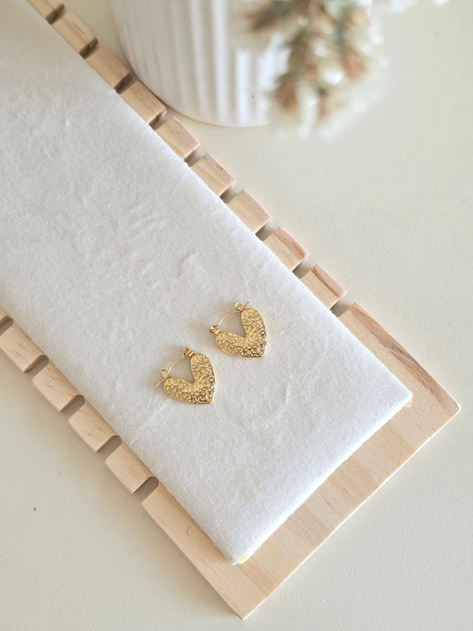 Textured Heart Hoops
