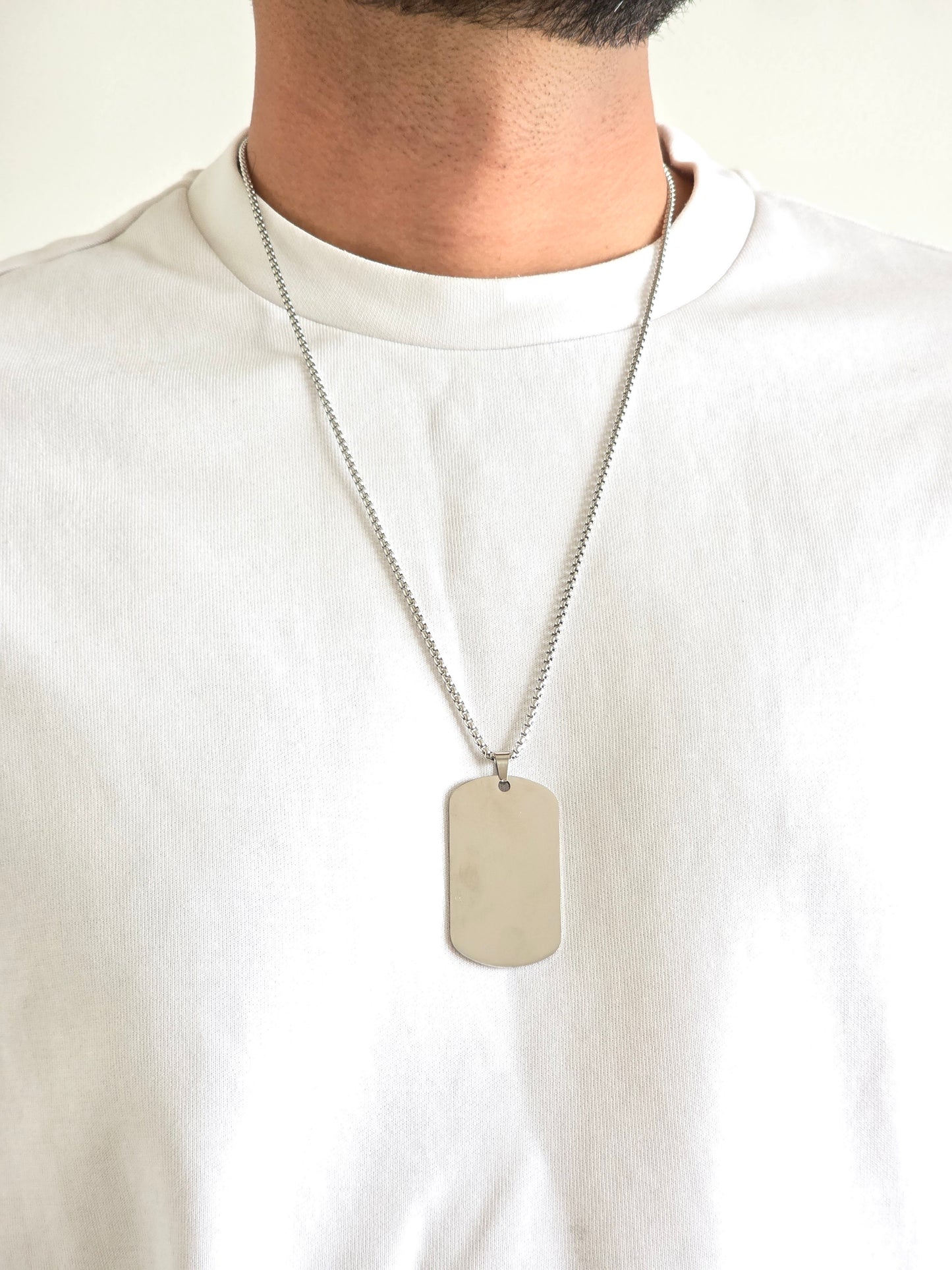 Silver Dog Tag Chain
