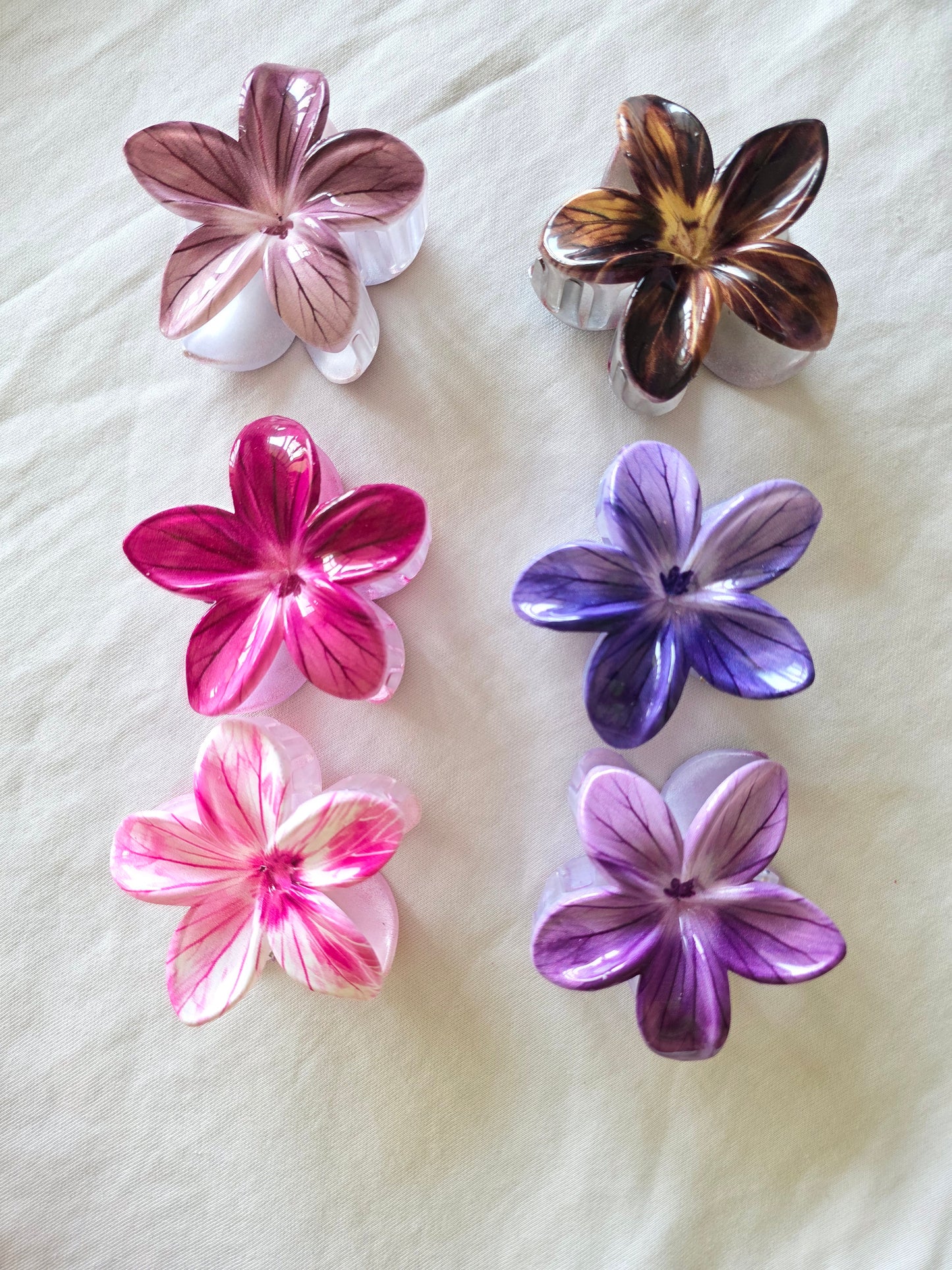 Multi Colour Flower Claw Clips