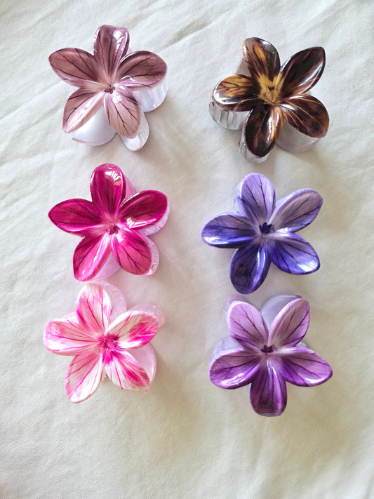 Multi Colour Flower Claw Clips